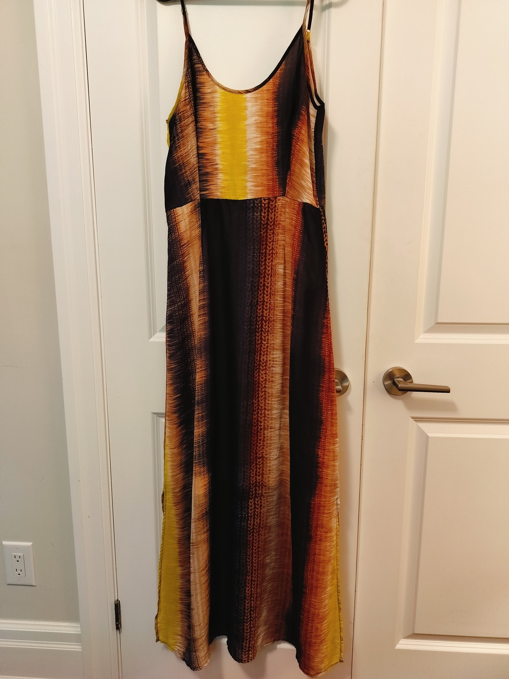 charlie jade Yellow and Brown Striped Slip Maxi Dress